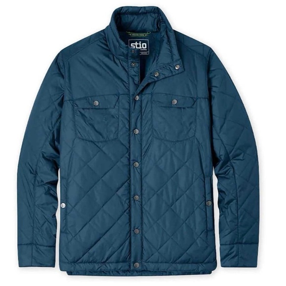 Stio sz S Men's Midnight Hour Skycrest Snap Shirt Men's Blue Quilted Jacket VGUC - Picture 1 of 12